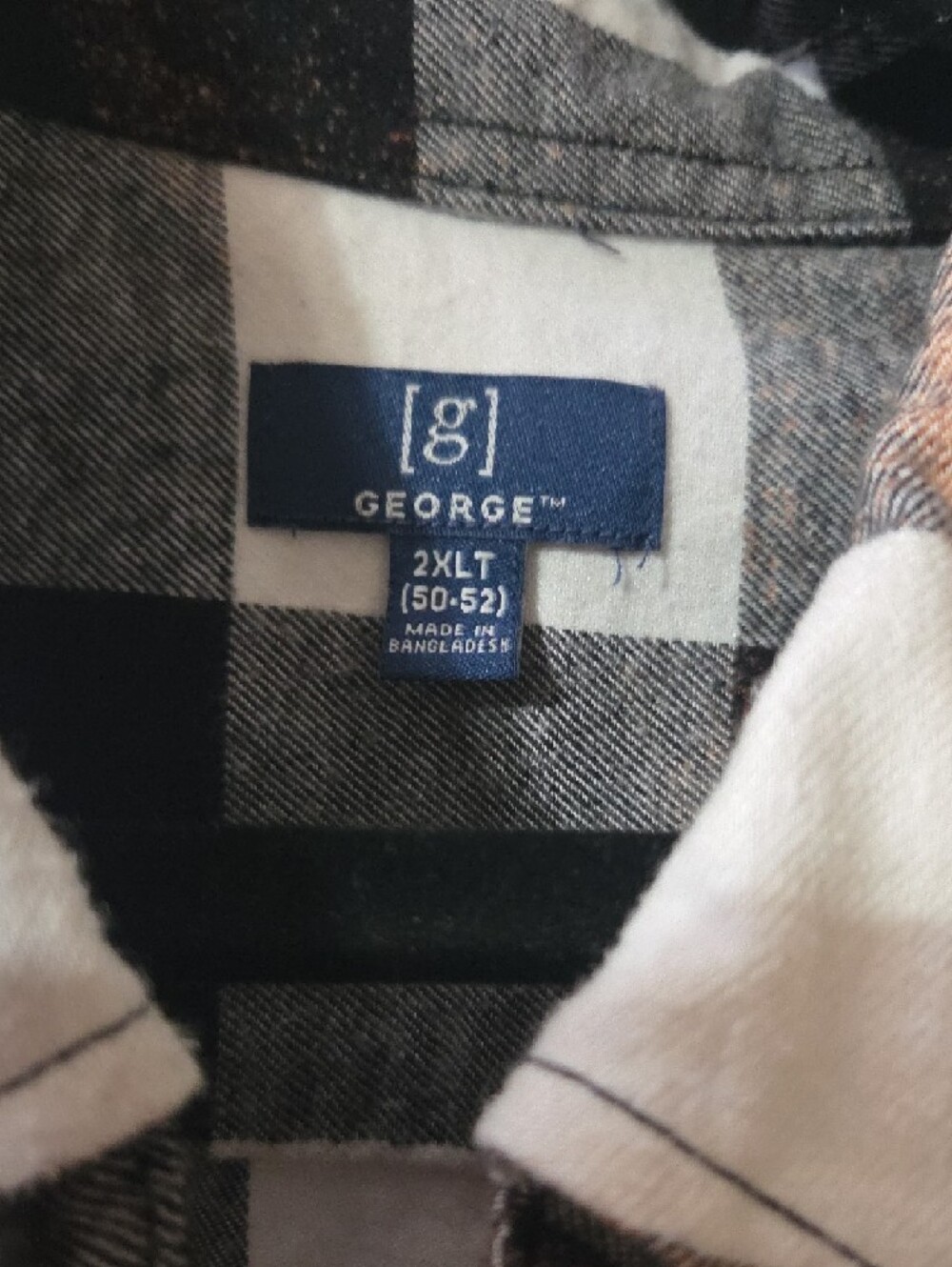 George Plaid Button-Down Flannel Shirt - Black, White & Brown Hand Bleached - Picture 2 of 12